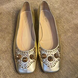 Kate Spade jeweled gold flats